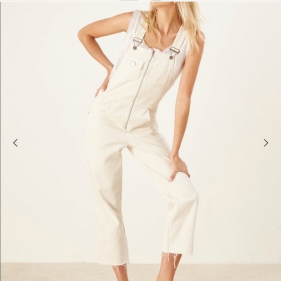 Reformation Benji Overalls Denim Cream Ivory size 10 - Picture 13 of 15